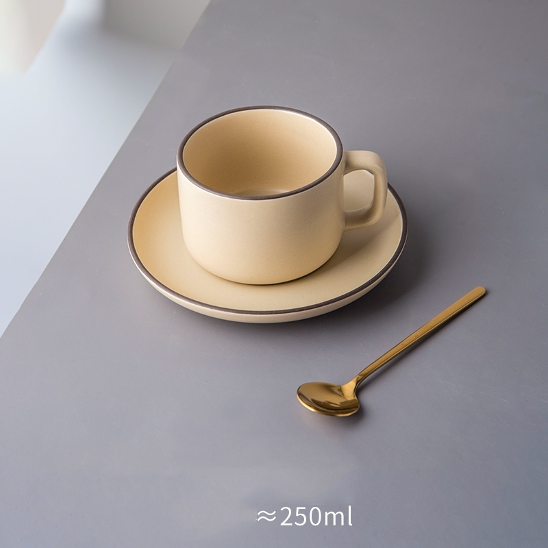 Solid Color Rim Ceramic Coffee Mug Set Of 6 With 250ml Volume And Porcelain Material