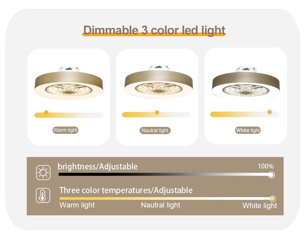 20" 3-Color LED Ceiling Fan with Remote Simple and Functional Design by 1stshine