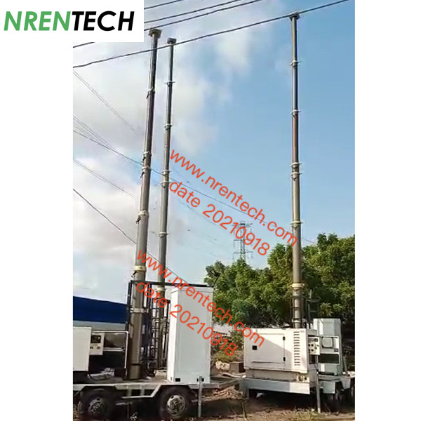 15m pneumatic mast 350kg payloads for integrated telecom tower trailer