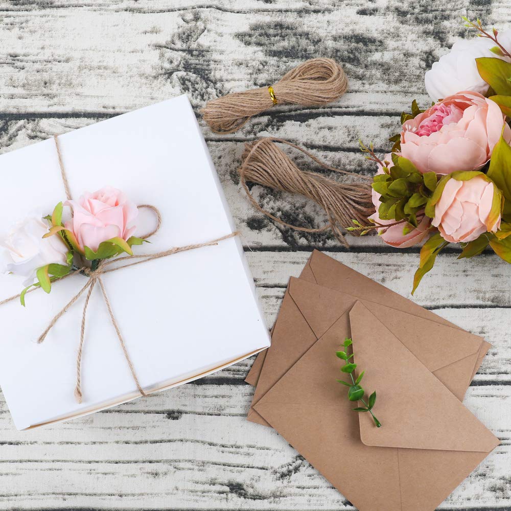 Packing Material White 12 Pack 8x8x4 Inches Square Paper Birthday Party Gift Box with Lids