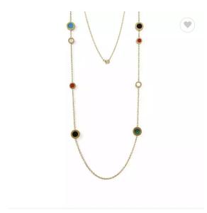 Quality Multicolored Marble Stack Wearing Long Necklace 18K Gold Stainless Steel Necklace wholesale