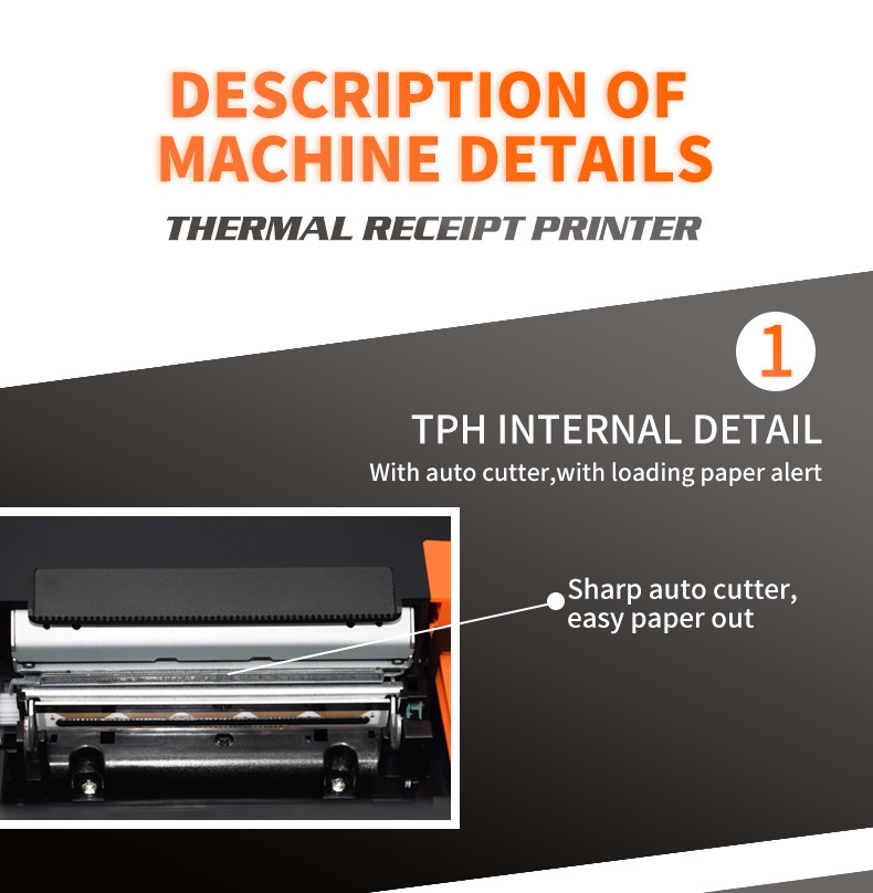 203DPI 80mm POS Thermal Printers RJ11 Interface With Auto Cutter