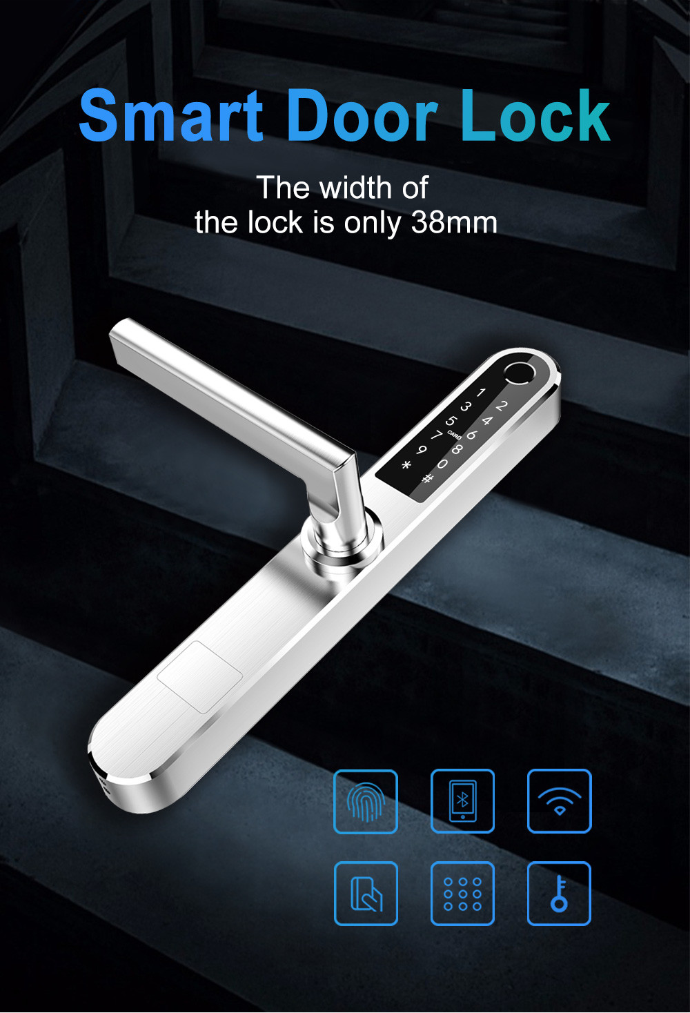 Super Slim Apartment Door Locks Fingerprint Electronic Door Locks Stainless Steel RFID Card Type