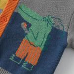 autumn and winter baby cotton yarn knitted cardigan crew collar sweater coat