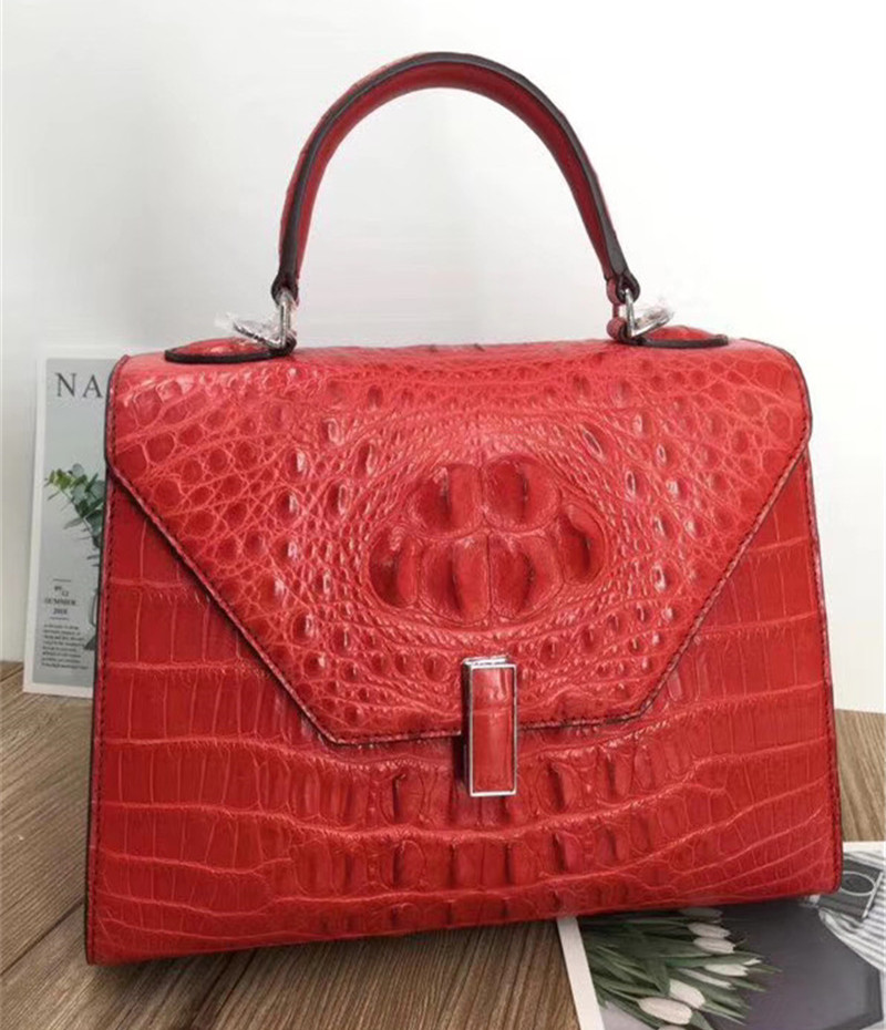 Fashion Genuine Crocodile Skin Lady Handbag Exotic Real True Alligator Leather Female Purse Women Three-way Shoulder Bag