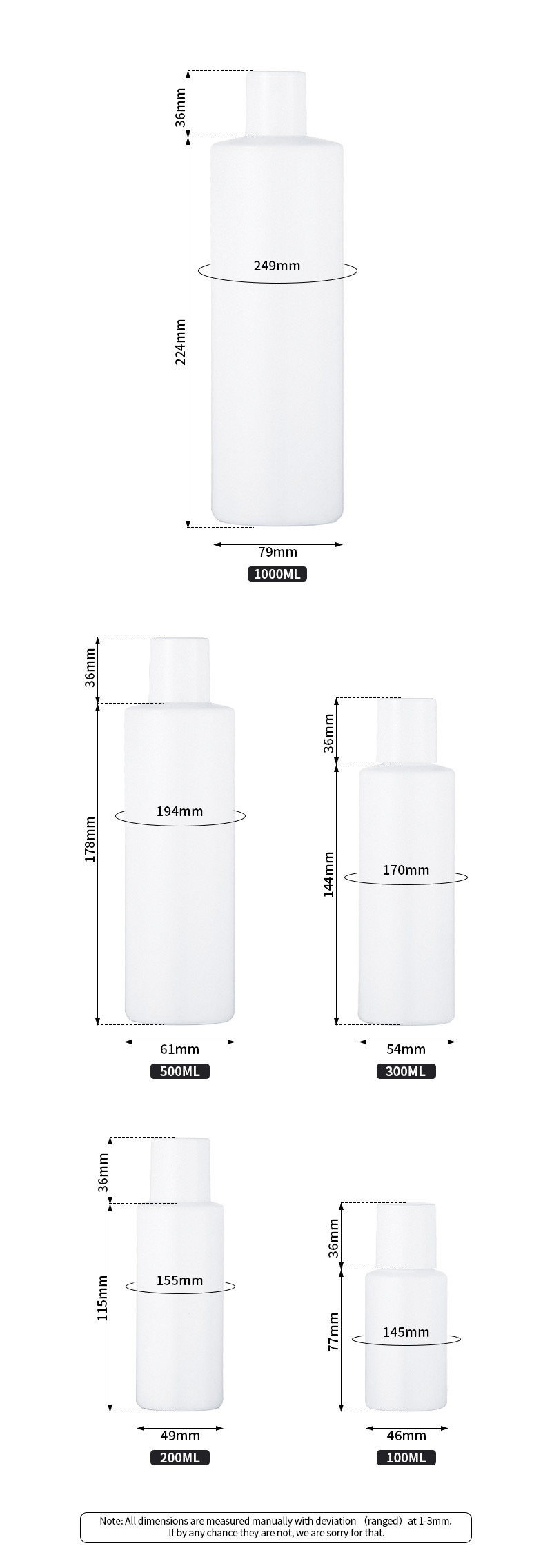 squeezable Screw Cap Plastic Bottle 1L capacity refillable reusable