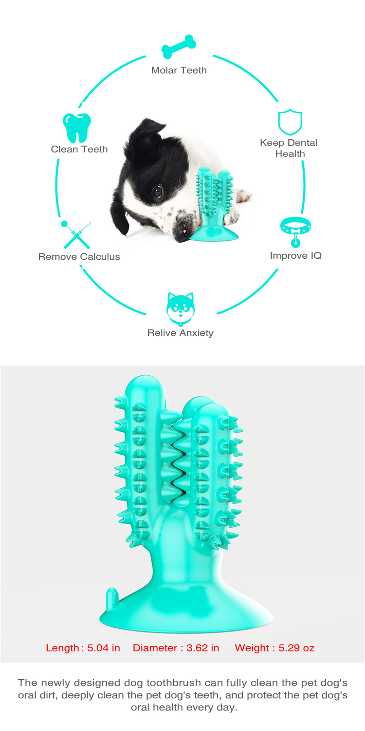 High Quality Dog Chew Toys Cactus Shape Dog Toothbrush Pet Suction Cup Toys For Pet