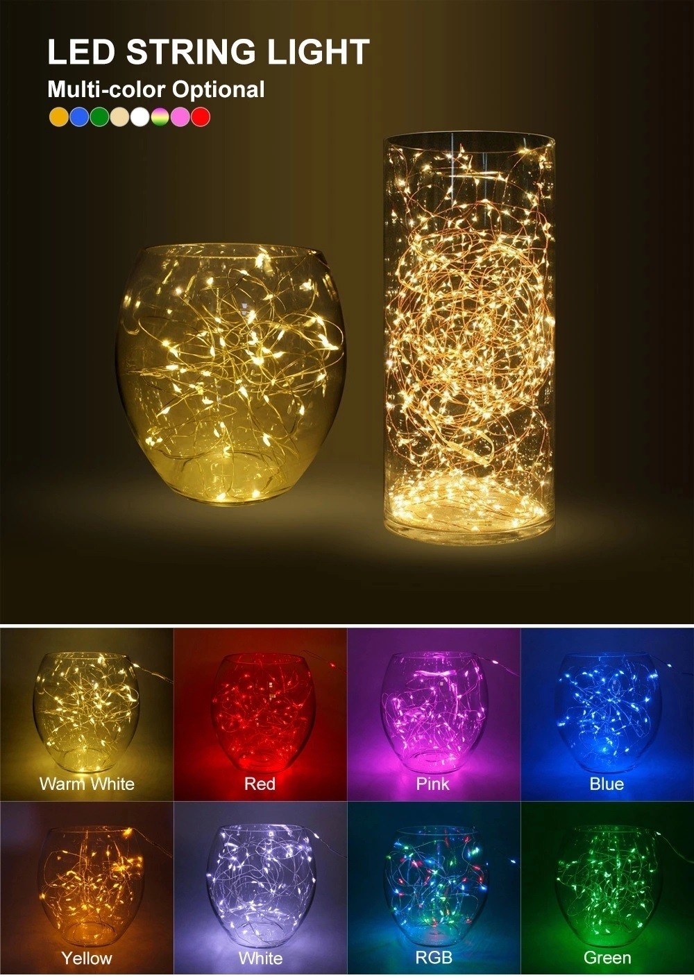 Wedding Party Copper 3M 5M 10M LED Fairy String Lights