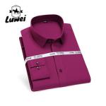 Men Long Sleeve Business Shirts Single Button Casual Plaid Striped Shirt