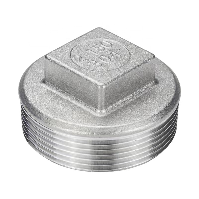Stainless Steel 304 201 Cast Pipe Fitting Square Head Cored Plug Class 150 2'' NPT Male Threaded