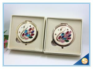 Quality Shinny Gifts Rhinestone Small Metal Mirror For Craft Crystal Round Shape Pocket Mirror wholesale