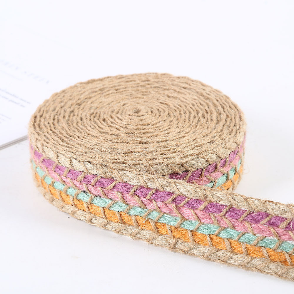 Braided Woven Jute Burlap Ribbon Retro Gold Burlap Ribbon For Garment