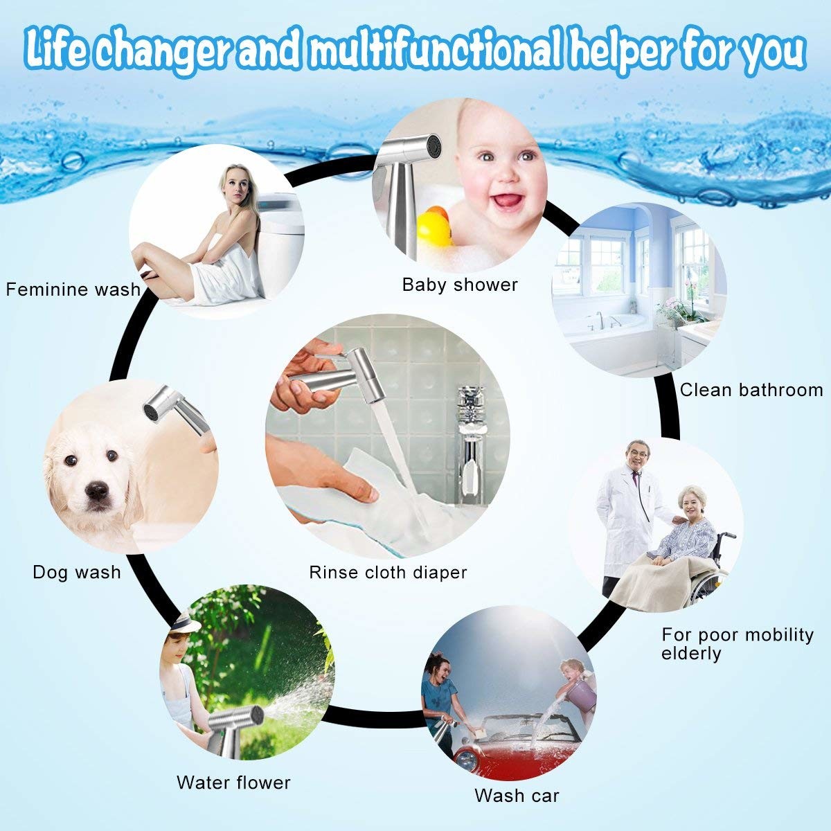Thumb Pressure ABS Toilet Spray Shattaf Hand Held Chrome Plating