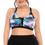 Women Workout Sports Bra And Leggings Set Printed Pattern Plus Size Zipper