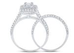 14K Yellow Gold Square Cut Promise Rings 0.8ct Three Stone