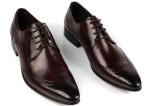 Mens Full Grain Leather Shoes Stylish Brogue Design Men Pointed Formal Dress