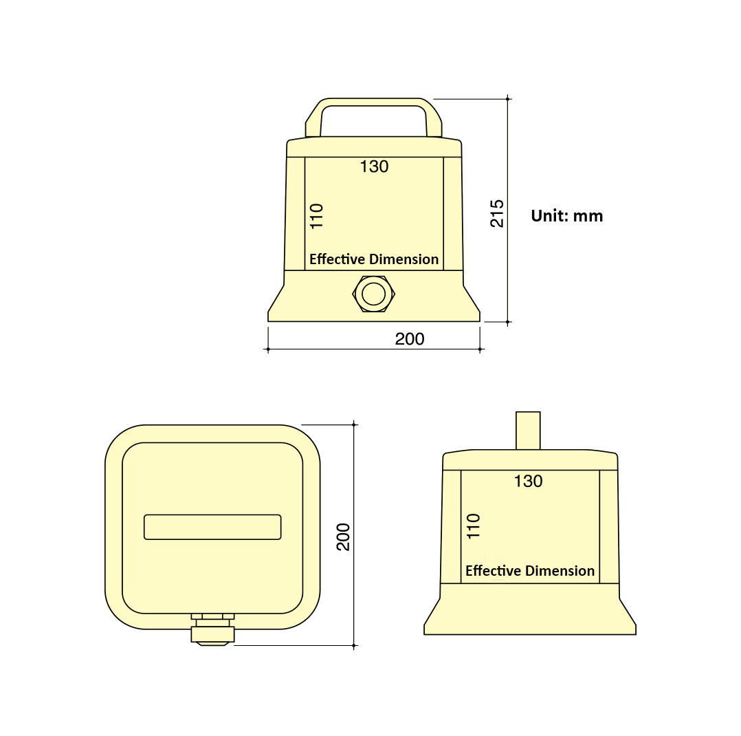 MZ Series MZ6 Portable Distribution Box IP67 Polycarbonate Industrial Socket 32A 200*200*215