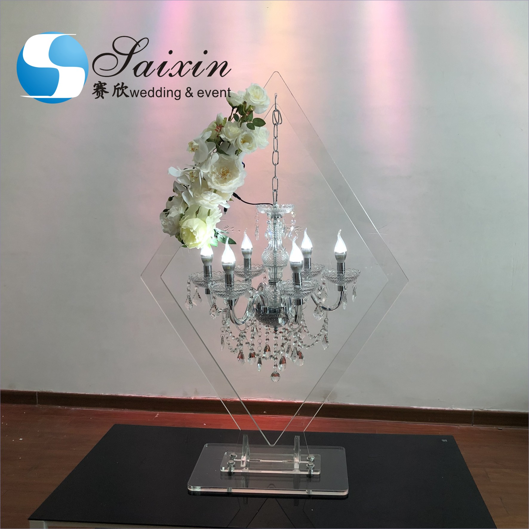 ZT-323H wholesale 1m long base crystal candelabra wedding centerpiece
