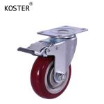 100kg 3 4 5inch Industry Heavy Duty Shopping Trolley Rigid Brake TPR Castor