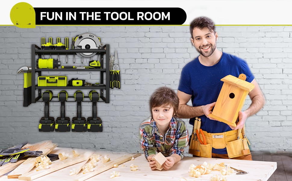 Pegboard Power Tool Organizer 4 Layers Garage Tool Organizers Storage Rack