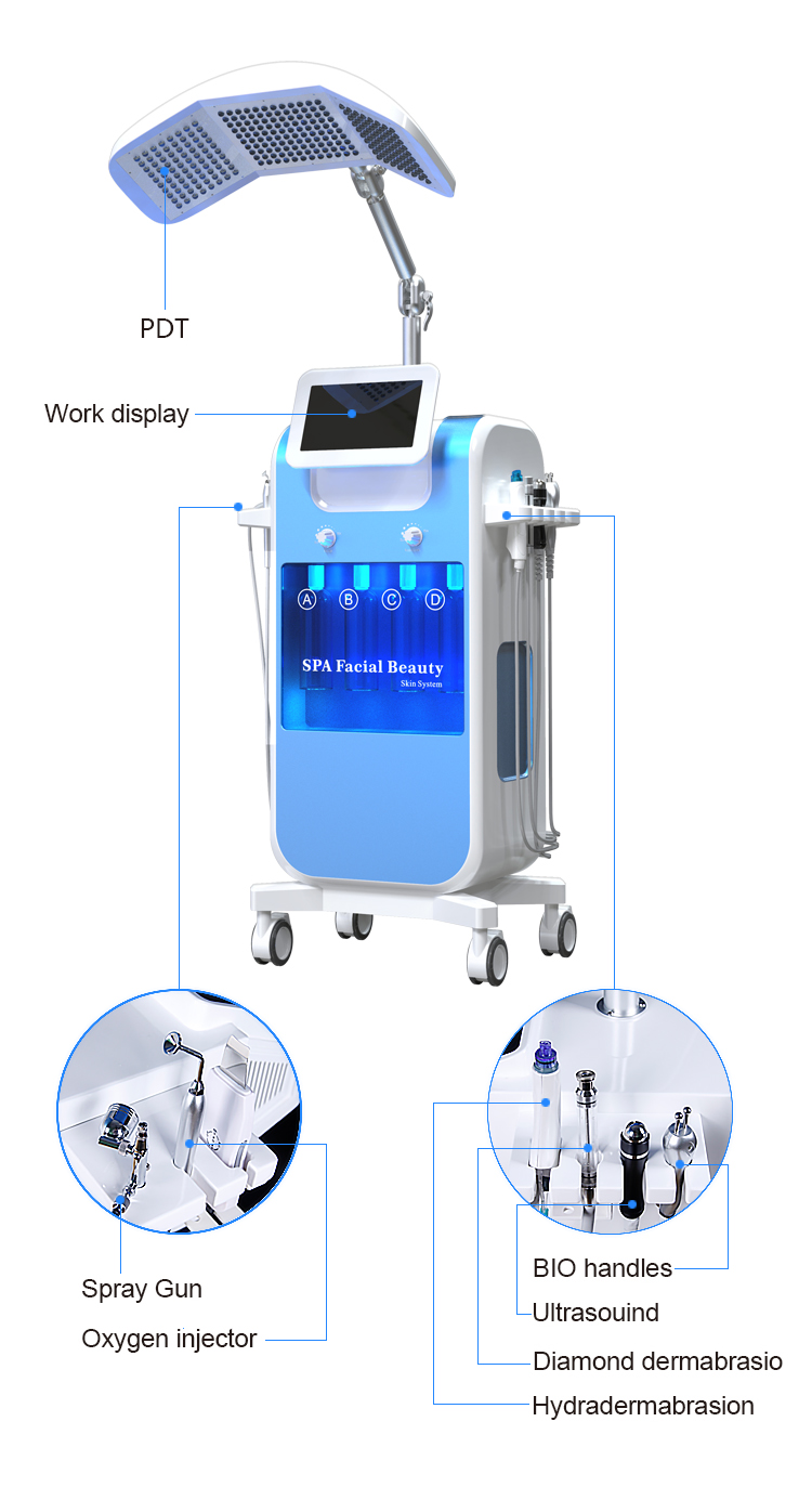 Hot Selling 8 Head Facial Beauty Machines Professional Portable Oxygen Facial Machine