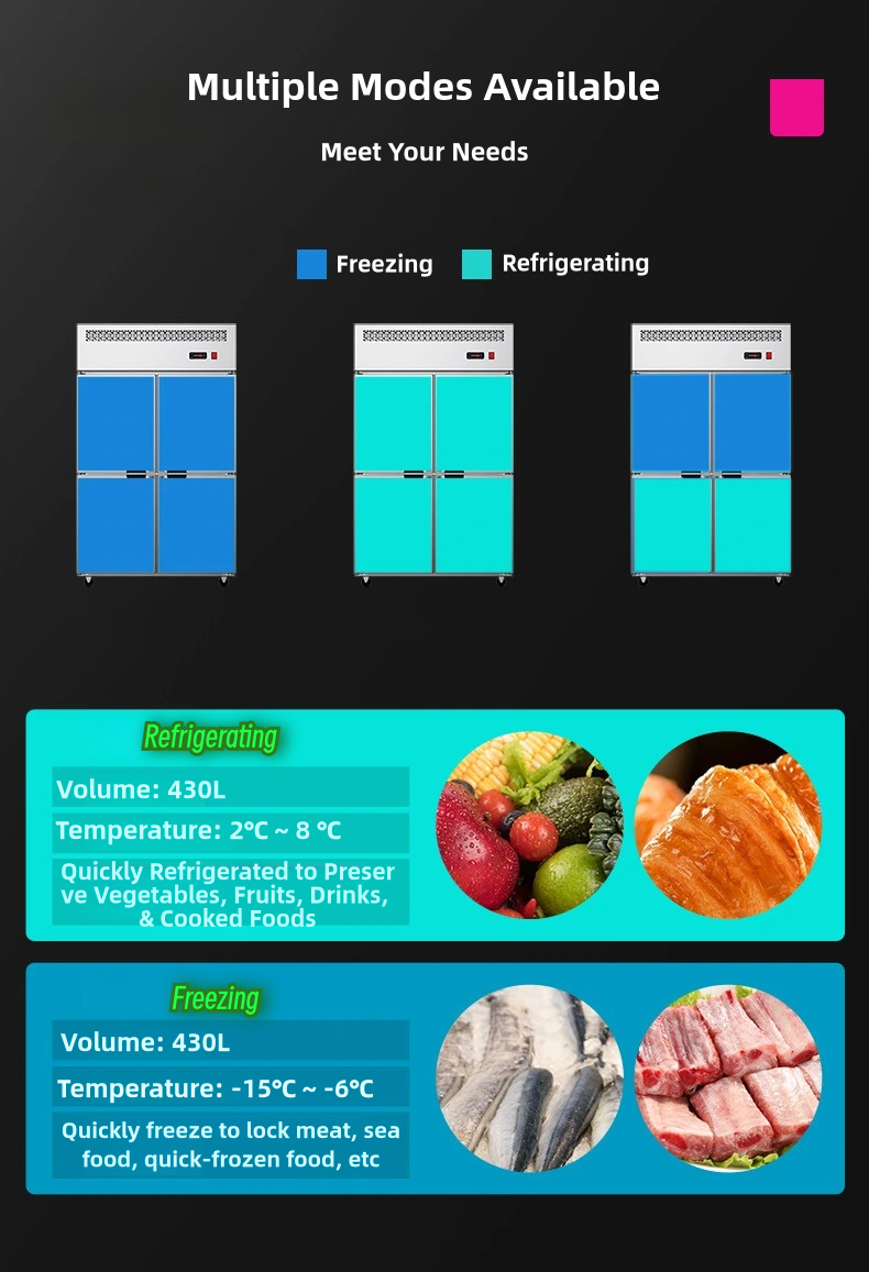 Commercial Vertical Freezer for Kitchen Cooling Large-Capacity Stainless Steel