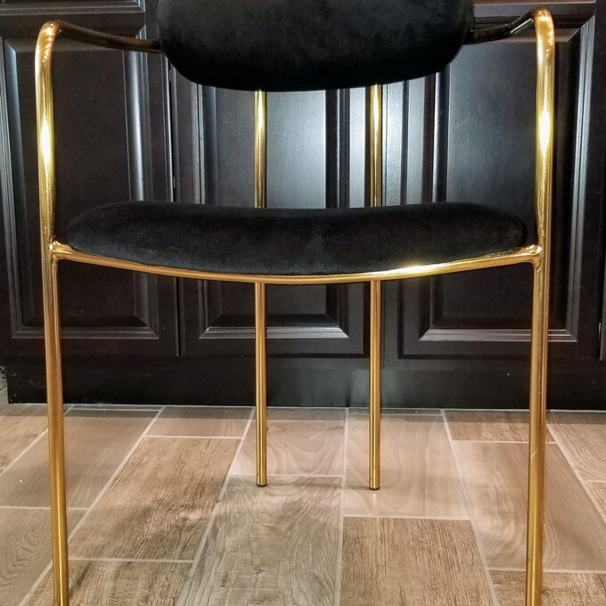 Contemporary Round Dinette Sets Velvet Upholstered Arm chair For Home