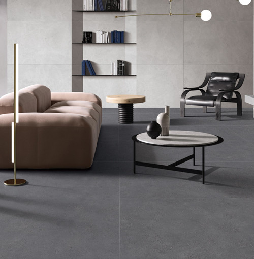 Grey Cement Look Full Body Porcelain Tile For Living Room Wear Resistant