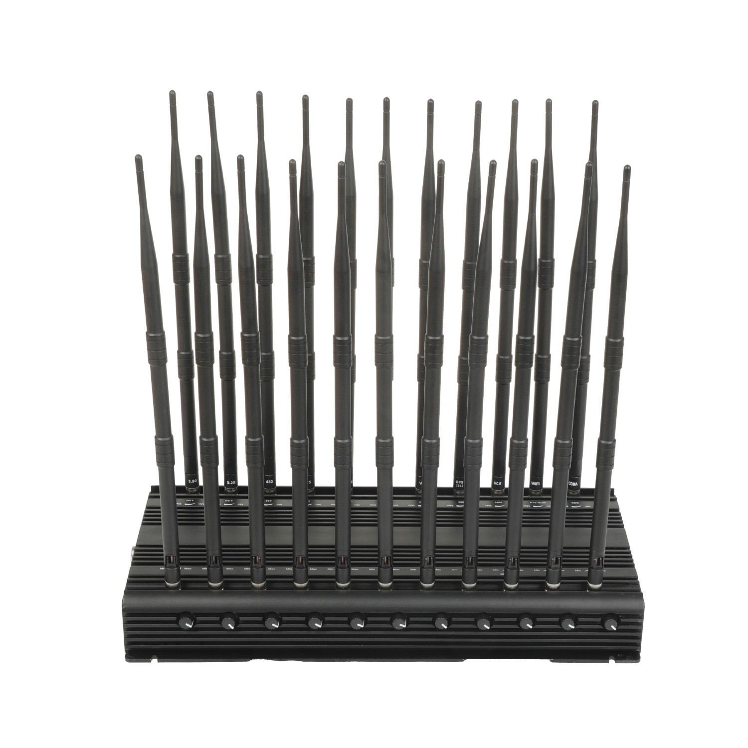 Multifunctional 22 antennas jammer shielding all 2G 3G 4G 5G WIFI GPS RF LOJACK VHF UHF LORA signals with Remote Control