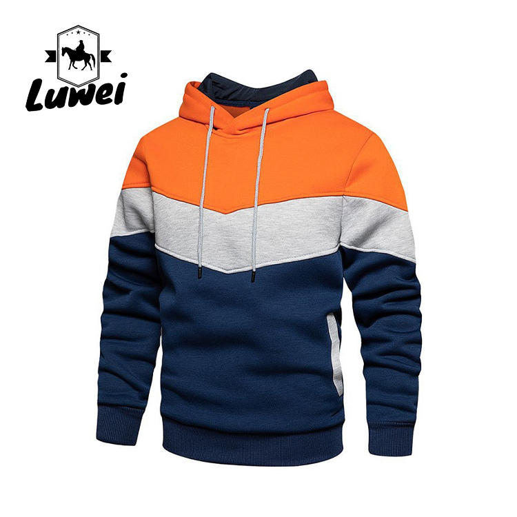 Men's Stitching Cutting Sport Gym Felpa Contrast Color Felpe Con Cappuccio Sweatshirt Hoodies With Pocket