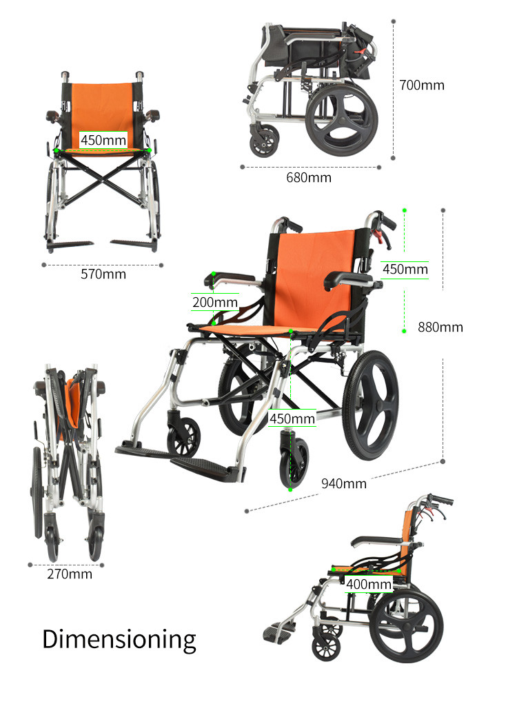 Linkage Brake 125KG Aluminium Manual Foldable Wheelchair
