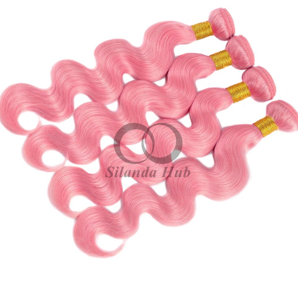 Pink Body Wave Remy Human Hair Bundles Sew In Weave Bundles Brazilian Bundle Deals