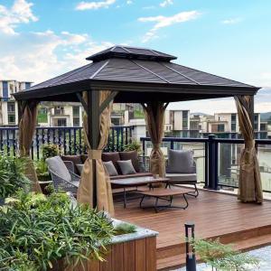 Quality 3x4m Outdoor Garden Galvanized Steel Metal Double Hardtop Gazebos wholesale