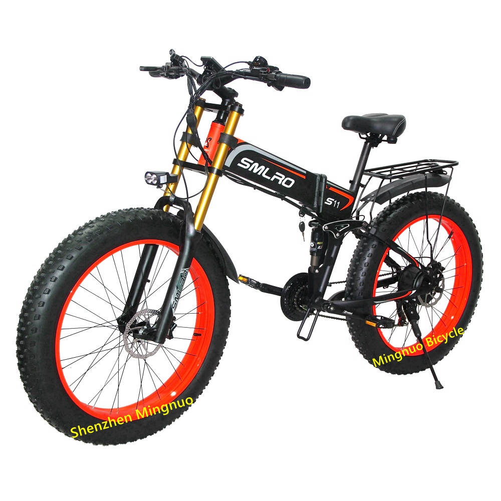 1000w Fat Tire Folding Electric Bike Fold Up With 60-70Nm Torque