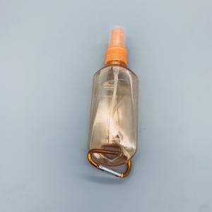 China Plastic 60ml Empty Hand Sanitizer Bottle PET Spray Travel With Carabiner on sale