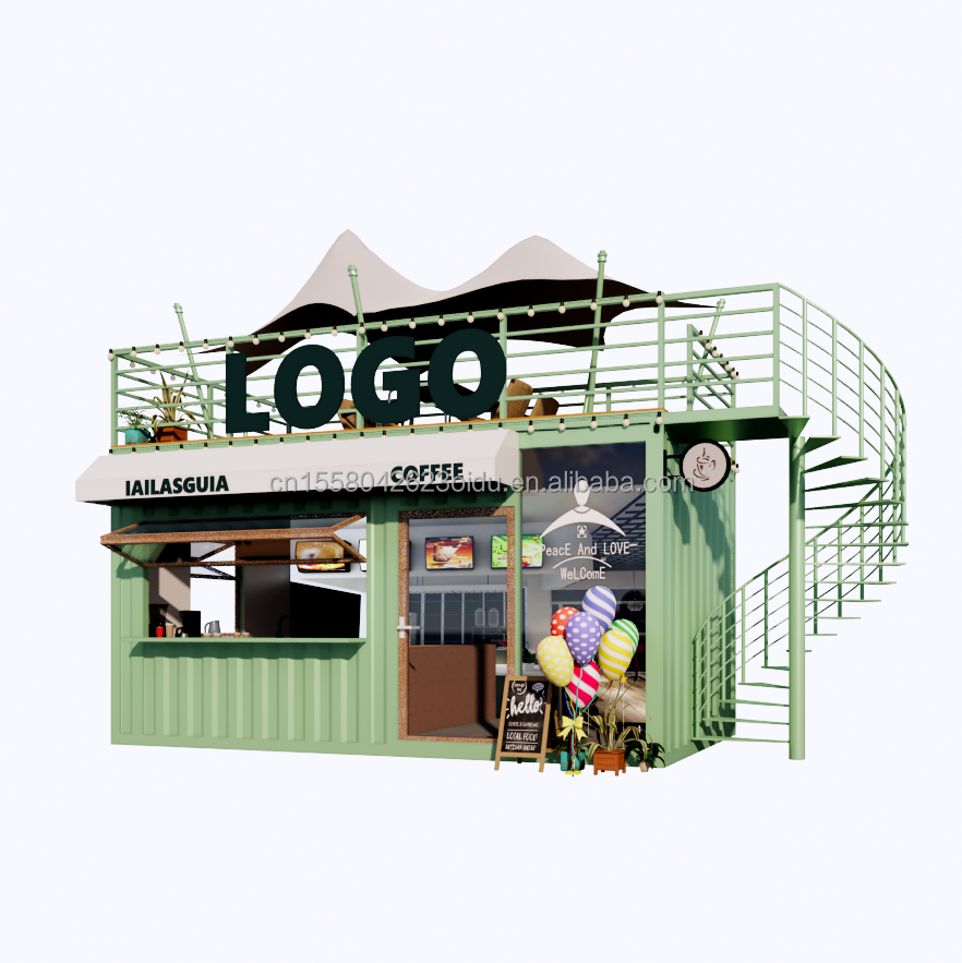 Galvanized Steel Bending 20ft Prefabricated Container for Customized Color Restaurant Cafe Coffee Shop Bar