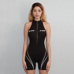 Sexy Sleeveless Bodycon Jumpsuit Turtleneck Zipper Fly Letter Print