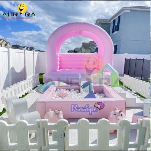 Quality Pink Toddler Inflatable Soft Play Equipment Rainbow Kids Bouncer Set With Slide wholesale