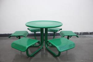 Quality Outdoor Steel Round Picnic Tables And Chairs For Commercial Restaurant wholesale
