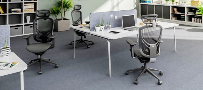 IVINO Grey Chair Headrest Adjustable Ergonomic Online Office Chairs