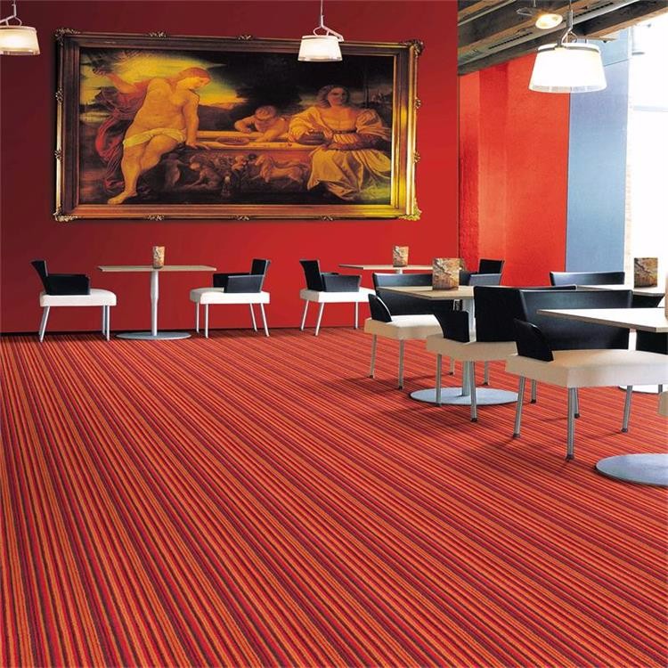 Colorful stripe loop pile pattern exhibition hall carpet