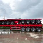 3 Axles 40 Ft Low Bed Container Trailer , Flatbed Semi Trailer For Sale In
