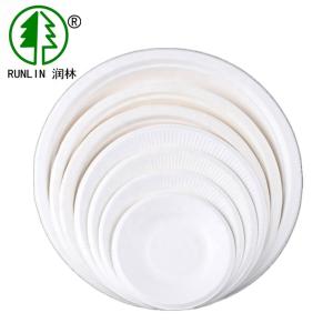 Quality Biodegradable Disposable Dinnerware Sugarcane Bagasse Pulp White Plates wholesale