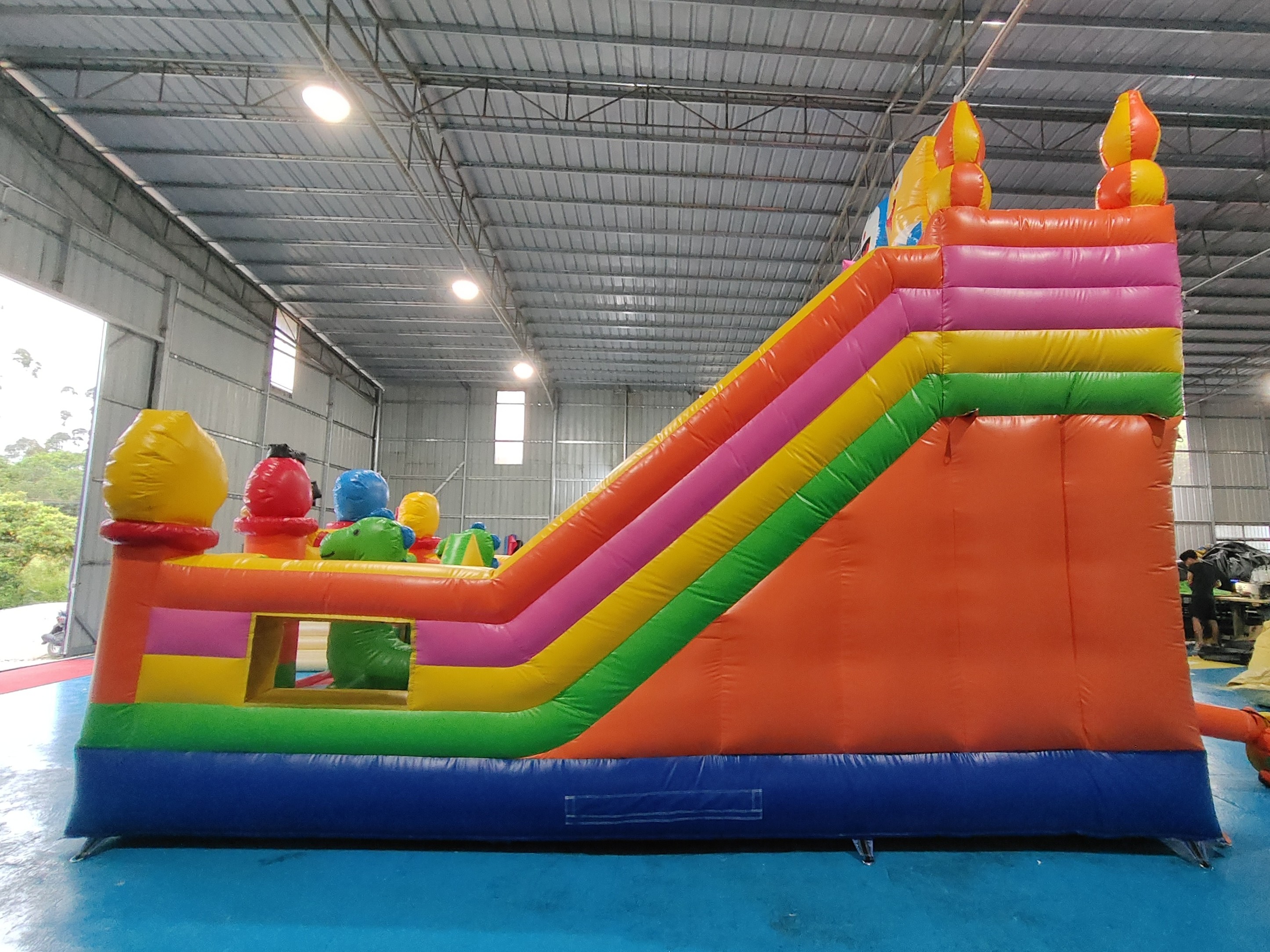 Commercial Digital Printing Inflatable Dry Slide Double Slides Catoon Figures For Outdoor For Kids