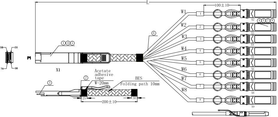 400G Breakout DAC Direct Attach Copper Cable QSFP - DD To 8*50G 3M
