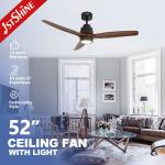 Natural Wood Blade AC Inverter Remote LED Ceiling Fan For Home Hotel