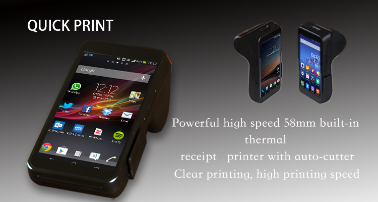 Quick Print Handheld POS System with HD720P 5.5inch Display 7.4V Battery and NFC Card Reader