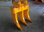 Yellow Multi Ripper Bucket Three Shank Leg Komatsu PC200 Material Recyling