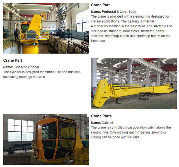 31m Marine Electric Hydraulic Telescopic Boom Crane With 360 Degree Rotation Angle
