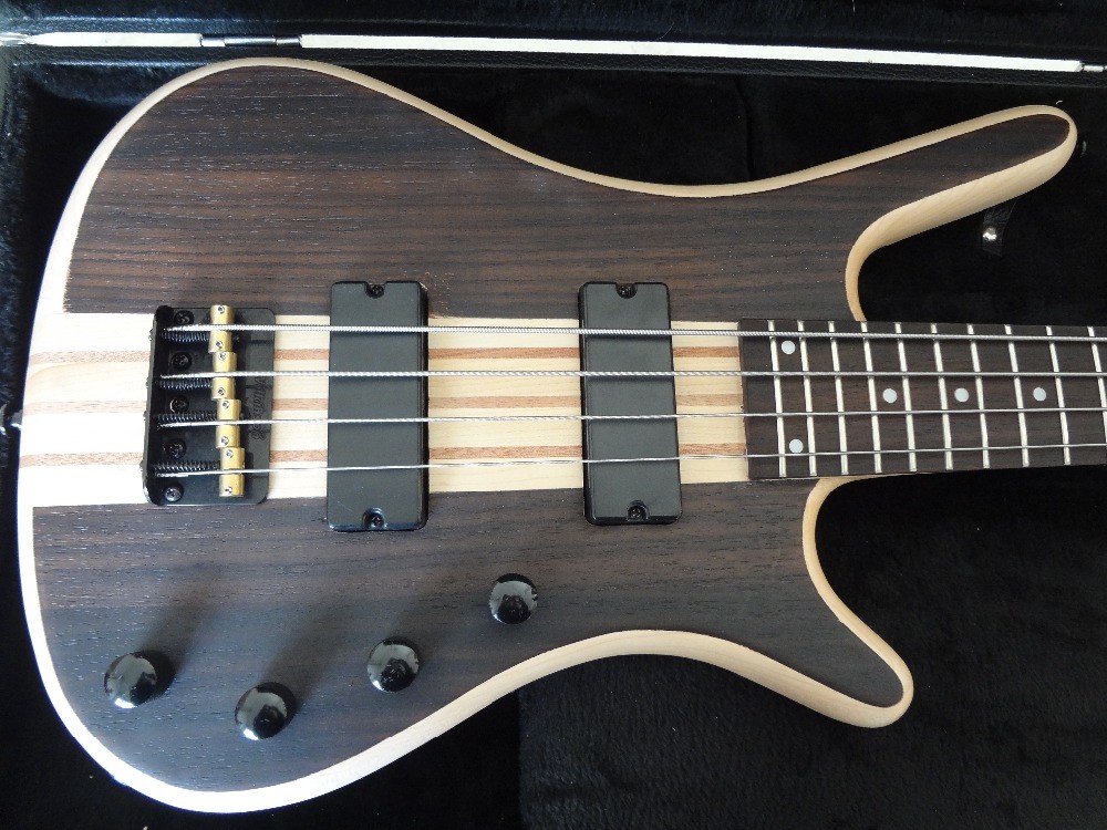 4 string bass guitar walnut wood top with Ash body Original bridges Neck through body MOP dot inlay on rosewood fretboar